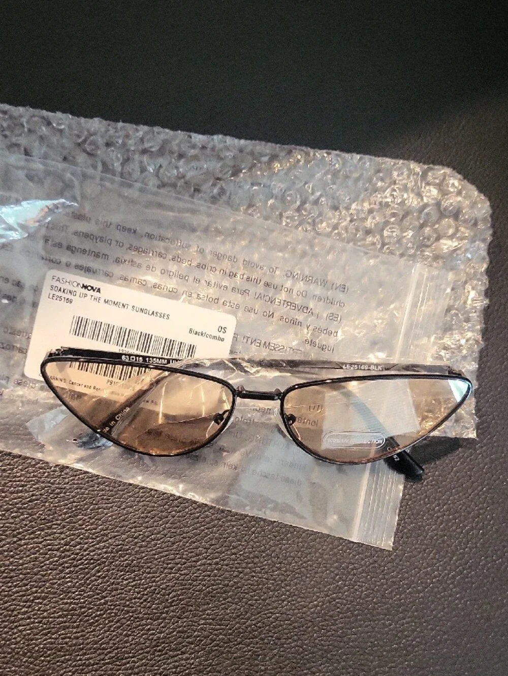 Fashion Nova Black Frame Amber Lens Cat-Eye Sunglasses